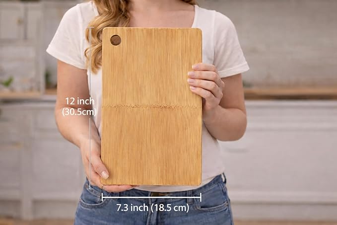 Mini Cutting Board for Small Food Prep – 11.8 x 7.3" Glue-Free One-Piece Solid Bamboo, Lightweight & Easy One-Hand Use, Perfect for Chopping Garlic, Ginger, Herbs & Serving Bread, Cheese, Charcuterie