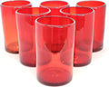 Solid Ruby Red 14 oz Drinking Glasses (set of 6), Recycled Glass, Lead-free, Toxin-Free (14oz Drinking)