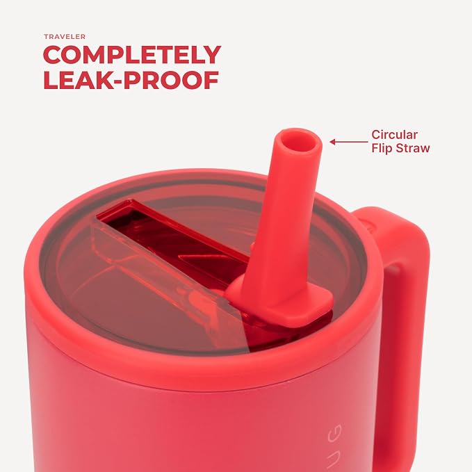 HydroJug Traveler 32oz, Insulated Tumbler with Handle & Straw, Fruit Punch