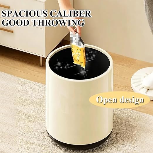 Plastic Round Trash can, Universal Trash can with lid, Open, Suitable for Living Room, Bedroom, Restaurant, Office, Study Room(B)