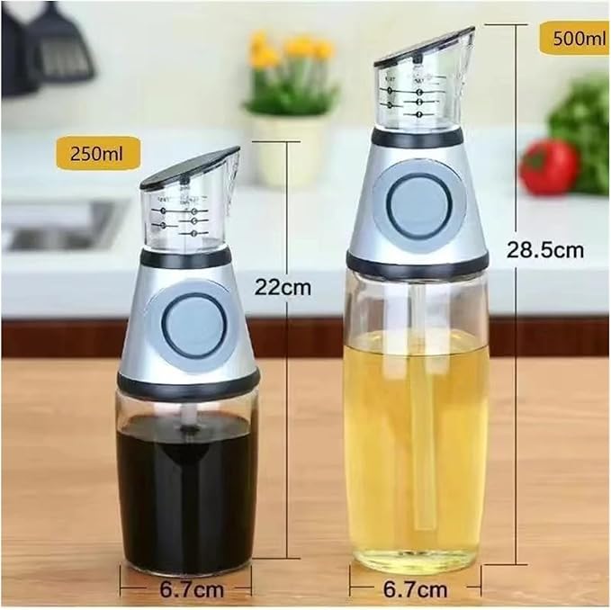 Sprayer Superior Clear Glass Vinegar Jug Dispenser Oil Meter Kitchen Large Opening Filling Cleaning 250/500 ML(250ML silver)