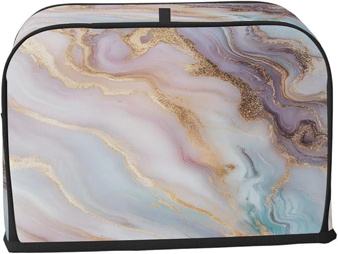 Marble Texture Gold Toaster Cover 2 Slice Dust and Fingerprint Protection Toaster Bread Maker Covers Washable Kitchen Small Appliance Covers for Kitchen Accessories Decor Bakeware Women Gift