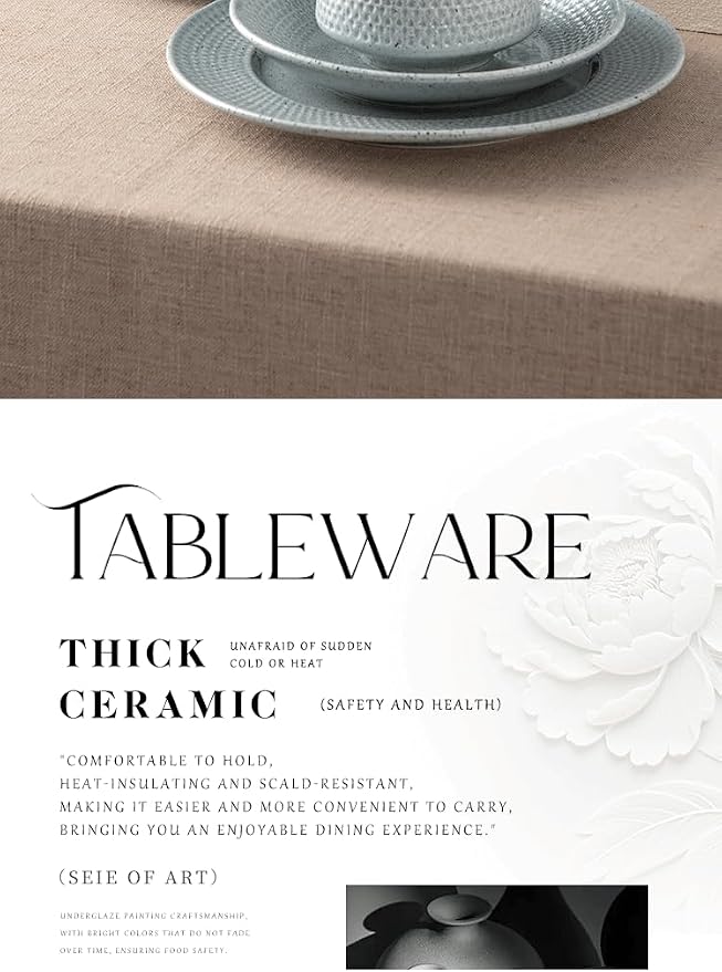 4-piece set, ceramic, embossed B design plate and bowl set, microwave and dishwasher tableware set, shatterproof and scratch resistant dinner set, irregular edge design, white