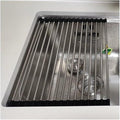 37-47 CM Roll Up Dish Drying Rack Over The Sink Portable Stainless Still Rolling Rack Folding Mat, Sink Cover Multipurpose Organizer Collapsible Dish Drainer(Black,47x35cm/18.5x13.8in)