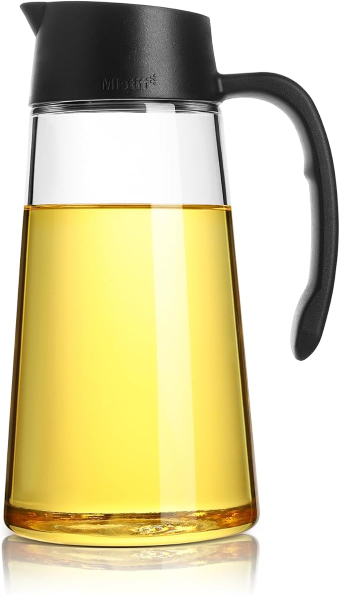 Mistifi Premium Oil Sprayer & Oil Dispenser Set – Elegant Glass Olive Oil Spray Bottle with Drip-Free Pour Spout, Refillable BPA-Free Kitchen Oil Control Set for Air Fryer, Salad, BBQ (Black Set)