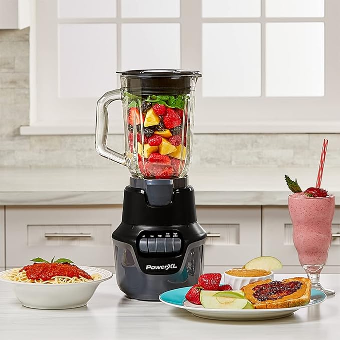 PowerXL Boost Blender, 4 Speed, 800 Watts, 48-oz Glass Jar, Black