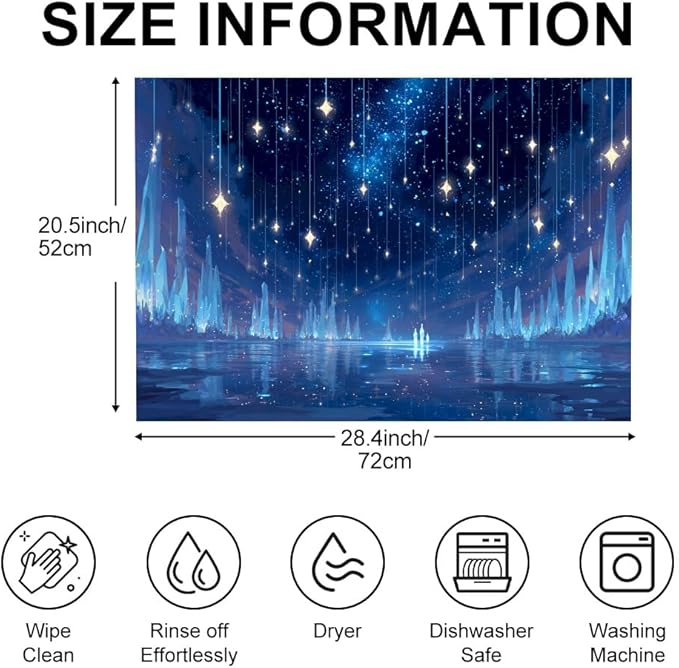 Stove Top Cover for Electric Stove 28.35 x 20.47 Inch Non Slip Stove Mat Dreamy Blue Starlight Glass Cooktop Protector Kitchen Counter Mat