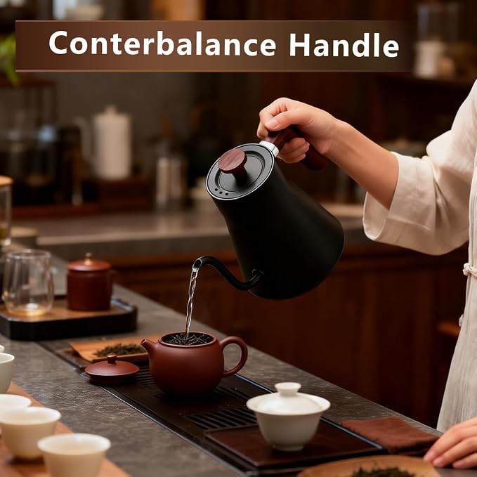 Gooseneck Electric Kettle,Pour Over Kettle for Coffee and Tea,Intelligent Temperature Control,Quick Heating,Keep Warm Function,1200W/0.9L (Black)