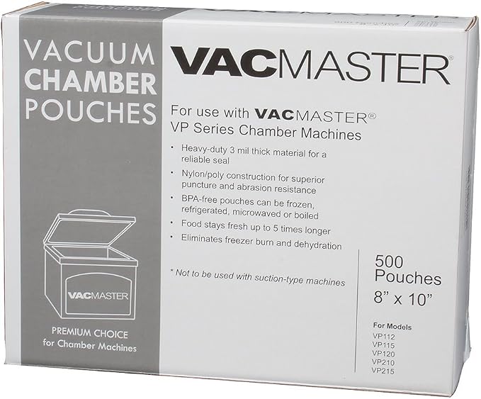 VacMaster Vacuum Chamber Pouches, 3 Mil 8-Inch by 10-Inch, 500 per Box