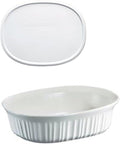 CorningWare FS12 French White 1.5qt/1.4L Oval Ceramic Casserole Dish and F-12-PC 1.5qt French White Plastic Lid