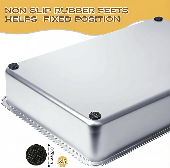Suclain 2 Pack Stainless Steel Boot Trays for Entryway Under Sink Mat Tray Litter Box for Kitchen Cats Cabin Bathroom Office Storage Decoration, 20 x 14 x 4 in, Non-Slip Rubber Feet(20 x 14 x 4 Inch)