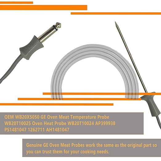 Compatible with GE Oven Meat Probe WB20T10024 & WB20X5050 21-Inch Extended Replacement Probe Food Grade Silicone Stainless Steel Direct Fit Accessory to Restore Oven Temperature Function
