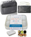 kinsho Lunch Boxes for Boys Teens Adults - Bento Box Set with Insulated Bag and Ice Pack, 4 Compartment Leak Proof Food Container, BPA-Free, Microwave Safe, Ideal for School & Work, Grey