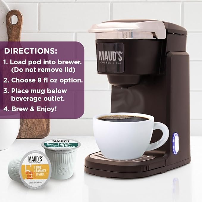 Maud's Flavored Coffee Pods Variety Pack, 24 ct, 6 Assorted Flavors, Medium Roast Flavored Coffee in Single Serve Pods – 100% Arabica Beans, Compatible with Keurig K Cups Maker