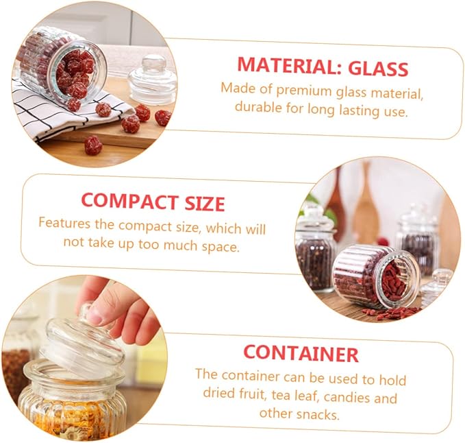 4pcs Storage Bins Lids Glass Storage Jars for Food Prep Containers Compact