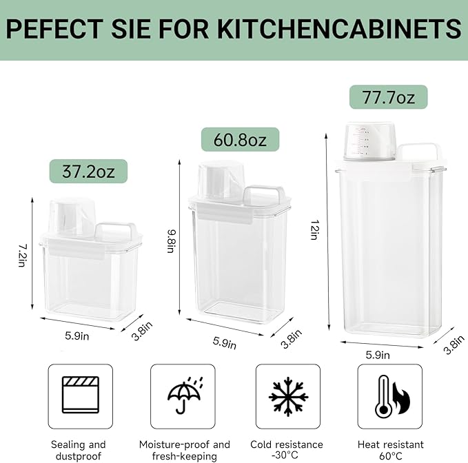 Cereal Container and Rice Storage Dispenser-Airtight Food Storage Organizers BPA-free Plastic Kitchen Pantry Storage Containers food-grade PET material Suitable for rice, grains
