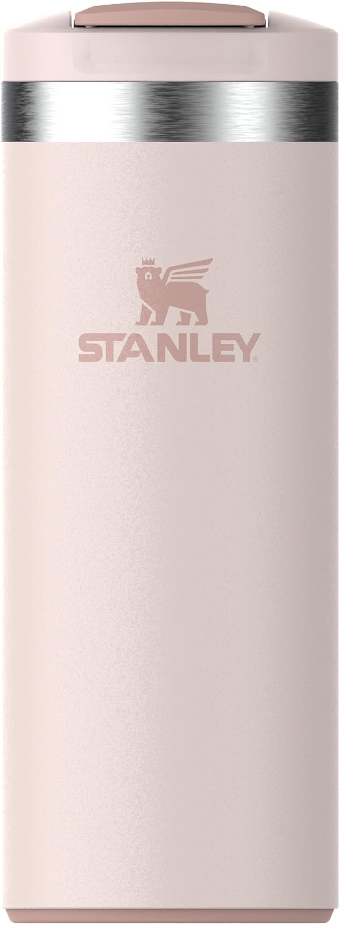 STANLEY 1913 Transit Flip Top Mug 0.35L - Rose Quartz | Keeps 4 Hours Hot - 6 Hours Cold - Leakproof - Dishwasher Safe - Car Cup Holder Compatible
