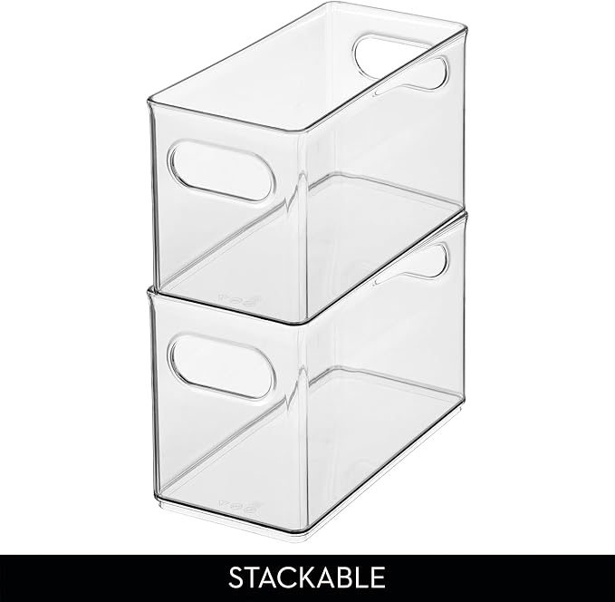 iDesign Slim Clear Plastic Stackable Storage Bin - Narrow Fridge, Pantry, or Kitchen Cabinet Organizer
