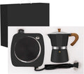 2-in-1 Aluminum Moka Pot Set with Electric Stove Classic Stovetop Espresso Coffee Maker 150ml 5oz Mocha Express Portable Gift Camping Travel Preferred Cafe Italian Cuban Café Brewing 3 Cup