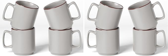 famiware Coffee Mugs Set of 4, Nebula 14oz Coffee Mugs, Ceramic Cup Set with Handle for Latte, Tea, Milk, Cappuccino, Cocoa, Light Gray (Pack of 2)