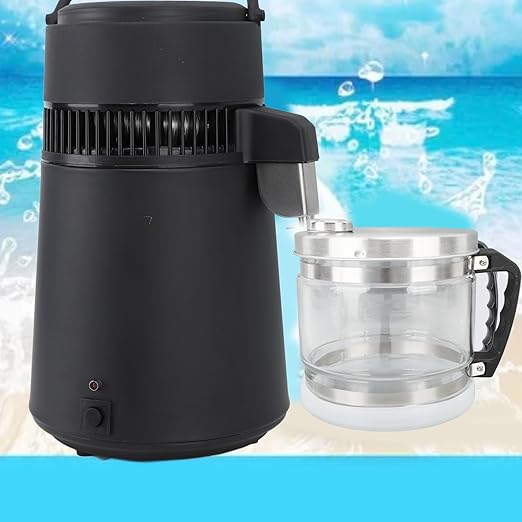 Sanpyl 4L Carafe for Countertop Distiller, Multi Purpose Distilled Water Bottle Jug, Glass Stainless Steel Replacement Distilled Water Filter Jug, for Home Beauty Countertop, Sanpylksh6tg974v
