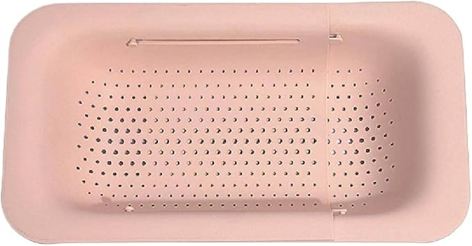 2 Tier Plastic Dish Drying Rack Extendable, Dish Drainer Over the Sink, Bowls, Plates Storage Dish Rack Adjustable Cutlery Holder(Pink)