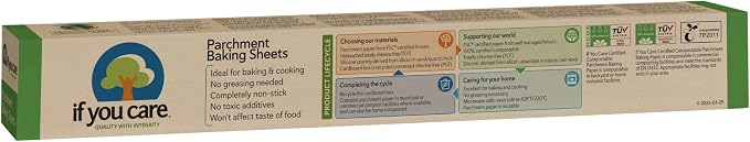 If You Care Parchment Paper Baking Sheets – 12 Pack of 24-Count Precut Liners - Unbleached, Chlorine Free, Greaseproof, Silicone Coated – Standard Size – Fits 12.5” x 16” Pans