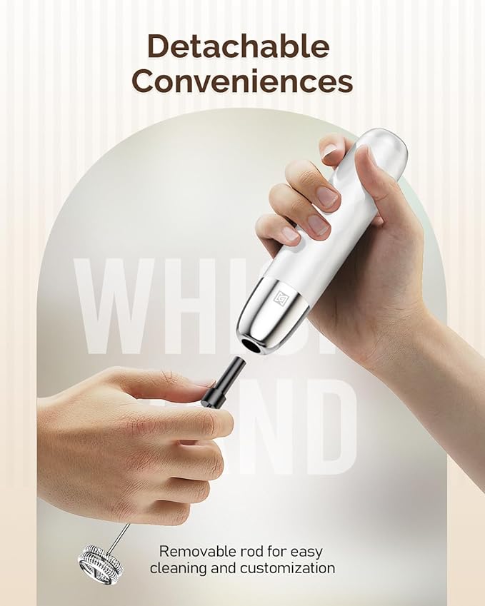 Maestri House LunaFro Mini Handheld Electric Foam Maker White+ Marcha Powder