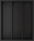 Unibambou Bamboo Utensil Drawer Organizer, Silverware Tray Organizer, Kitchen Drawer Organizer for Flatware Cutlery (Black, 3 Slots)
