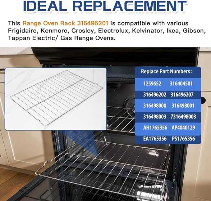 Upgraded 2-Pack Oven Racks 316496201 for Frigidaire Kenmore Range Stove 24.17 x 16 inch - Replaces 316496202 316496207 AP4040129 PS1765356, Stainless Steel