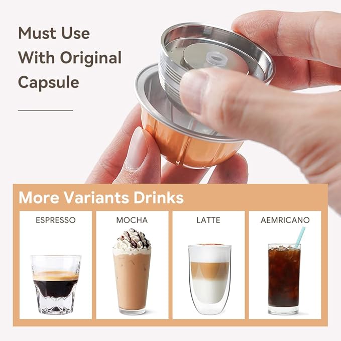 BENFUCHEN Stainless Steel Reusable Vertuo Capsule Compatible With VERTUO NEXT+EMPTY Refillable Alumium-VERTUO-Pods-80+150+230ml Each 2 Pcs +Coffee Tamper ForNespressoVertuoNext Reusable Pods