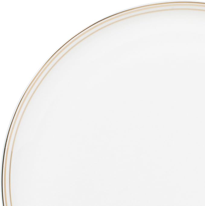 Everyday White by Fitz and Floyd Nevaeh Bone China Coupe Gold Bands Dinnerware Set, Service for 4