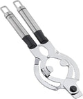 Leifheit Extra Wide Stainless Steel Lid and Jar Opener | Black and Silver – Non-Slip Oval Handles for Arthritis, Gripping Teeth for Easy Lid Removal, Dishwasher Safe, Heavy-Duty Kitchen Tool