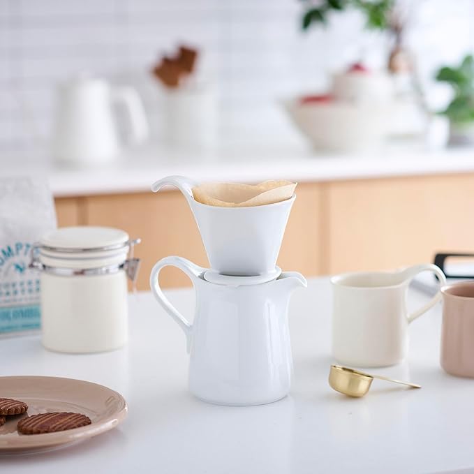 Zero Japan - Bee House Pour Over Coffee Dripper - Lead-Free & Cadmium-Free Ceramic Coffee Maker with Elegant Peek Hole, Drip Cone Brewer Coffee Gifts, Brewing Accessories - White, Standard Size