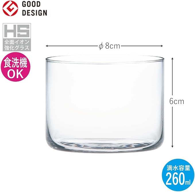 Toyo Sasaki Glass USURAI B-09126CS Free Glass, 9.2 fl oz (260 ml), Good Design Award, Made in Japan, Dishwasher Safe, Fully Ion Strengthening, Rock Glass, Dish, Glass Cup, Thin, B-09126CS