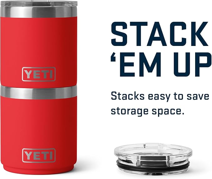 YETI Rambler 10 oz Ceramic Lined Lowball 2.0, Vacuum Insulated with MagSlider Lid, Rescue Red