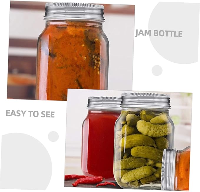 GANAZONO 6pcs Jars with Airtight Lids Reusable Containers for Jam Syrup and Honey Storage Fruit Jelly Cans for Outdoor Use and Meal Prep