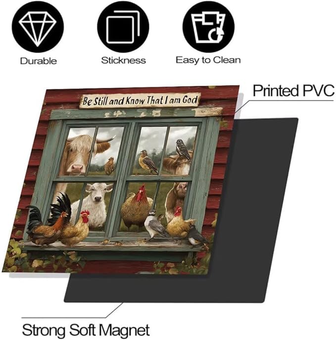 Farmhouse Animals Dishwasher Magnetic Cover,Rooster Refrigerator Magnet Cover Panel Decal, Cow Washing Machine Front Cover Magnetic Cover,Christian Appliance Panel Sticker,23"x26"