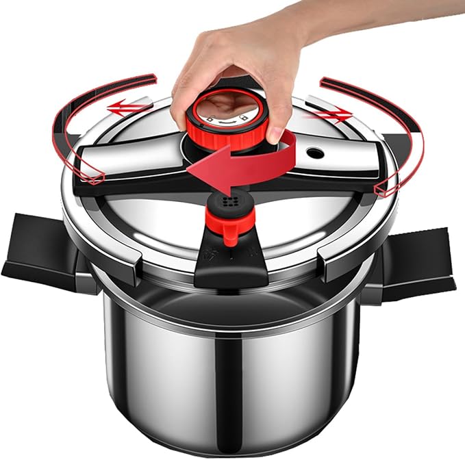 Stainless Steel Pressure Cooker,304 Stainless Steel Cookware with Easy Opening&Closing Lid, Works on All Cook1tops (6 Quart)