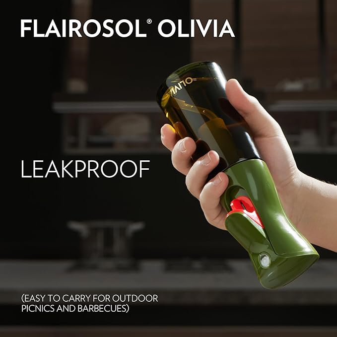 FLAIROSOL OLIVIA Oil Sprayer for Cooking, 130ML & 200ML Glass Oil Sprayer - Clear Bottle and Green Bottle