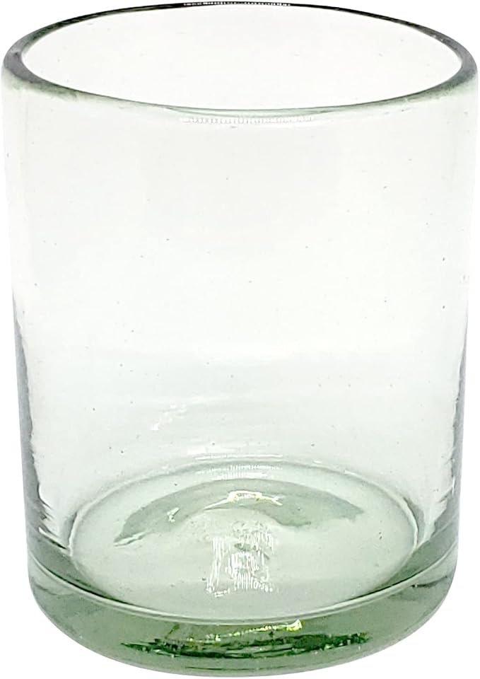 Clear 10 oz Tumblers (set of 6), Hand Blown Mexican Glassware, Recycled Glass Drinking Glasses, Lead-Free, Cocktail Margarita Glasses, Wine Glasses, Shot Glasses, Whiskey Glasses (Tumbler)