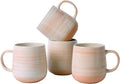 Coffee Mugs, Set of 4, Light Orange Ceramic Coffee Cups with Elegant Texture & Comfortable Handle, 12oz Stoneware Mugs - Dishwasher & Microwave Safe, Design for Home, Office, Cafe