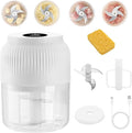 2026 Upgrade Electric Garlic Chopper, Mini Portable Veggie Chopper, 300ml Food Choppers Cordless, USB Charging Small Garlic Cutter for Mashing Onion, Chili, Ginger (White, 4 blades)