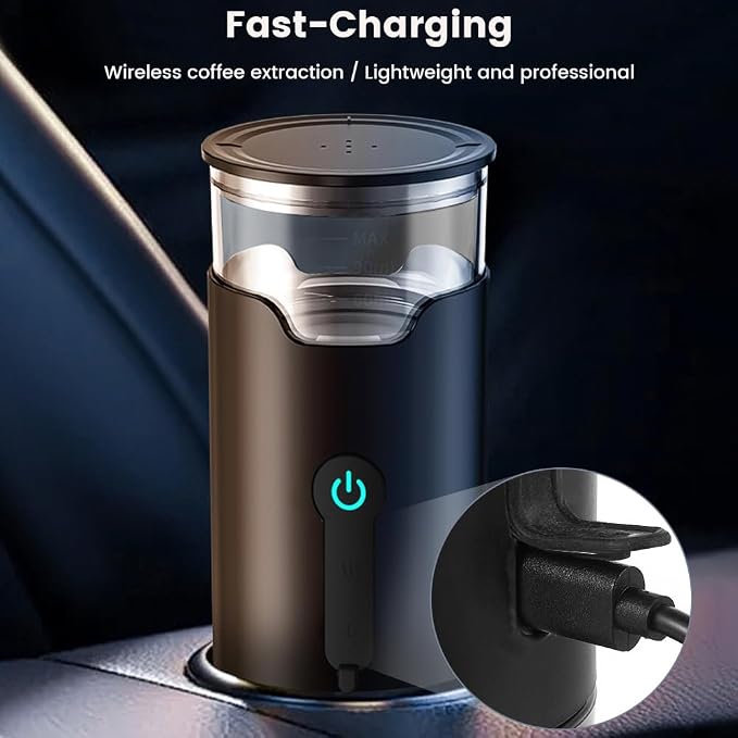 Portable Espresso Machine, Travel Coffee Maker with 2000mAh Battery USB-C Charging, 3-in-1 Electric Espresso Brewer for Ground Coffee & Capsule, for Camping Hiking Car Office