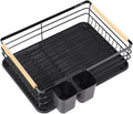 Lurrose Dish Drying Rack for Kitchen Sink Countertop Plate Rack Iron Material Black Small Size Utensil Holder Over Sink Organizer Suitable for Home Kitchen Storage