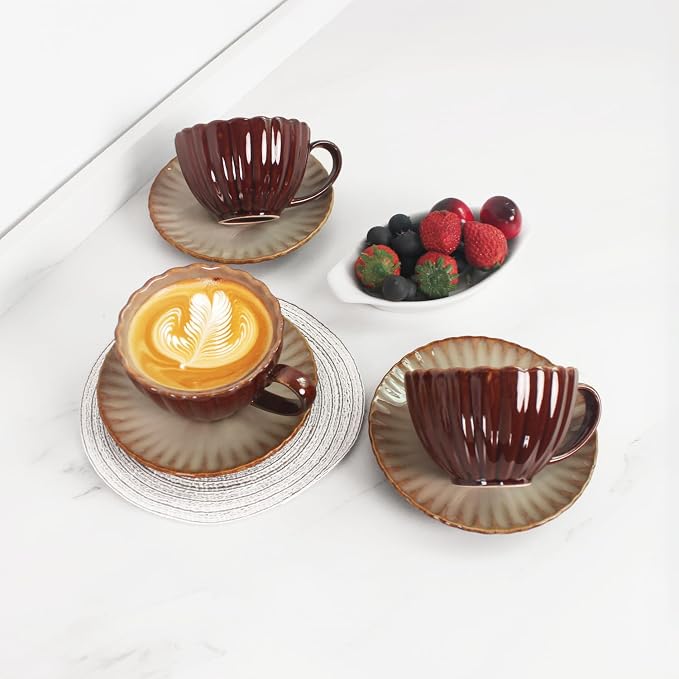 6.7 oz Ceramic Coffee Mug, Reactive Glaze Mug, Suitable for Latte, Coffee, Tea, Soup, Ideal for Office and Home Use, Dishwasher and Microwave Safe, 4-Pack.