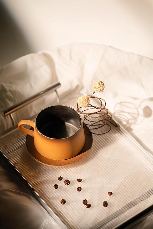 Ceramic Mug Set of 2, Coffee Mugs with Handle, 7.4 OZ Coffee Cups for Mother's Day,Thanksgiving Day, Gift for women, Dishwasher and Microwave Cups