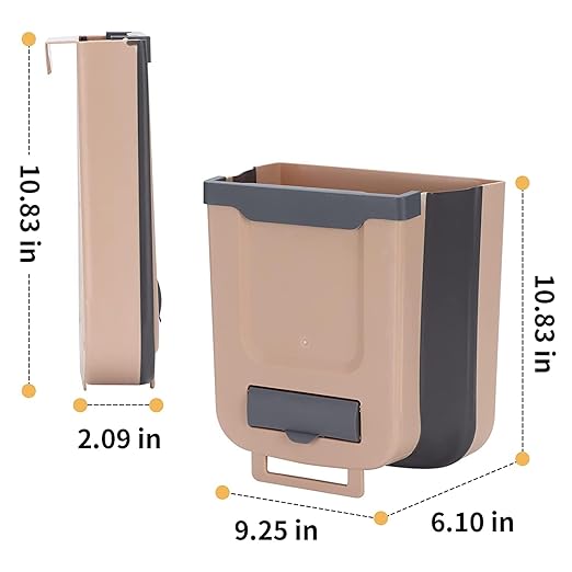 10l Wall-Mounted Kitchen Cupboard Trash Can, Collapsible Food Waste Bin for Cabinets, Ideal for Campervans, Bathrooms, and Motorhomes Coffee