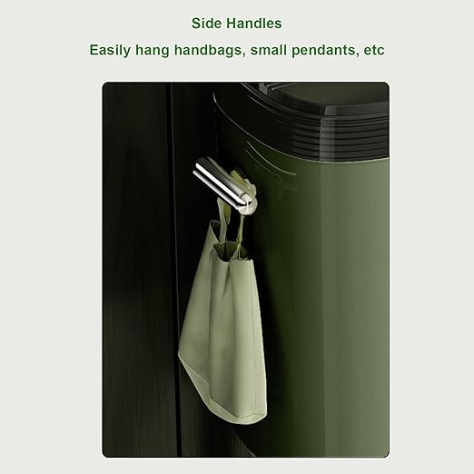 Tall Trash Can with Wheels, 15L Large Capacity Narrow Garbage Can with Elevated Legs, Trash Bin for Kitchen Bathroom Living Room Office (Green)