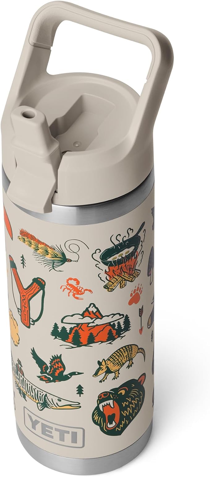 YETI Rambler 18 oz Bottle, Vacuum Insulated, Stainless Steel with Color Matching Straw Cap, Cape Summer Camp